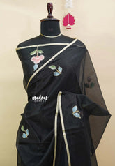 Black Pearl - Pure Kota silk with hand painted floral work saree design 1